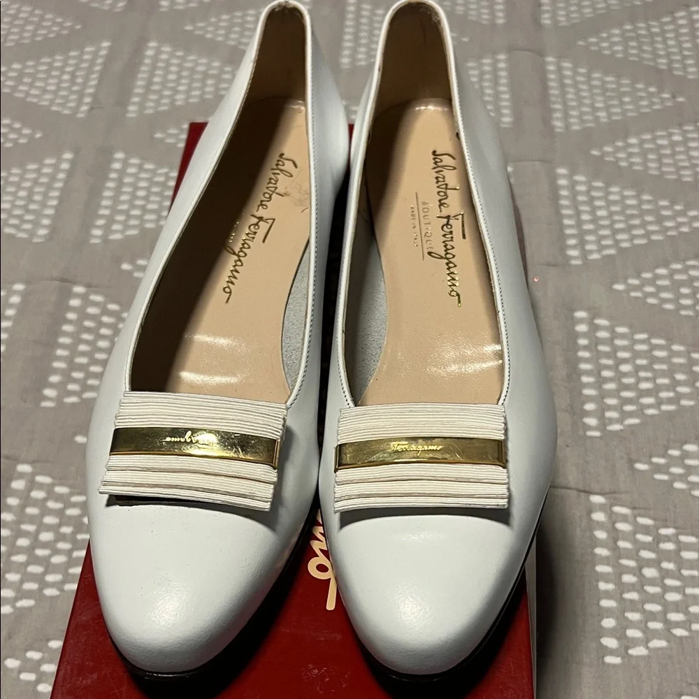 Salvatore Ferragamo White Leather Loafers - Picture 13 of 16